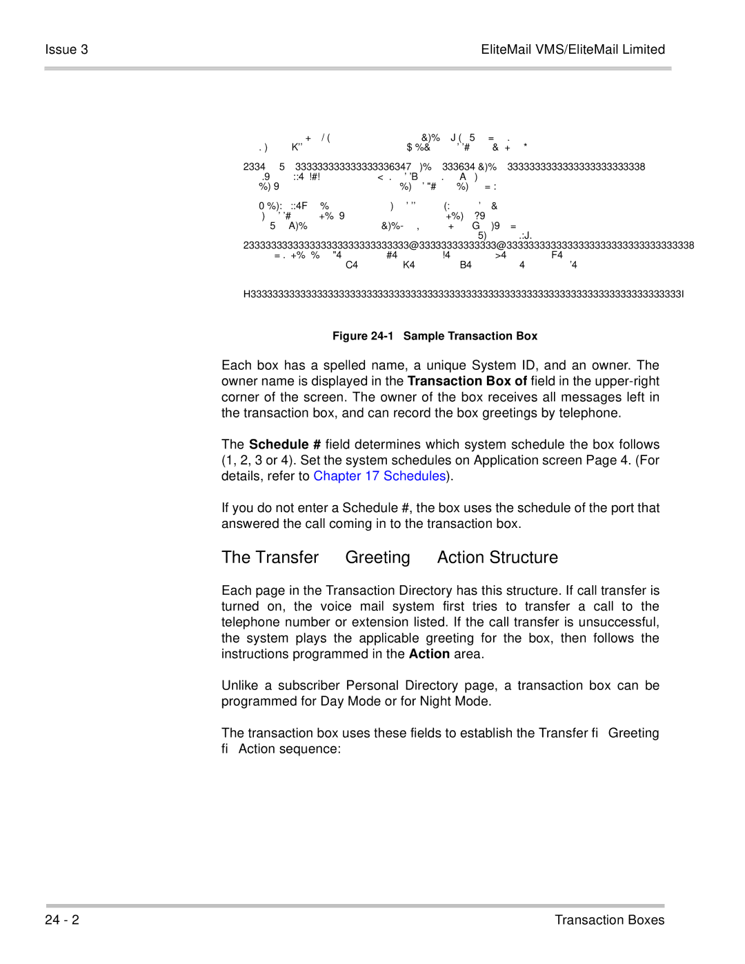 NEC 750370 manual Transfer Greeting Action Structure, Sample Transaction Box 