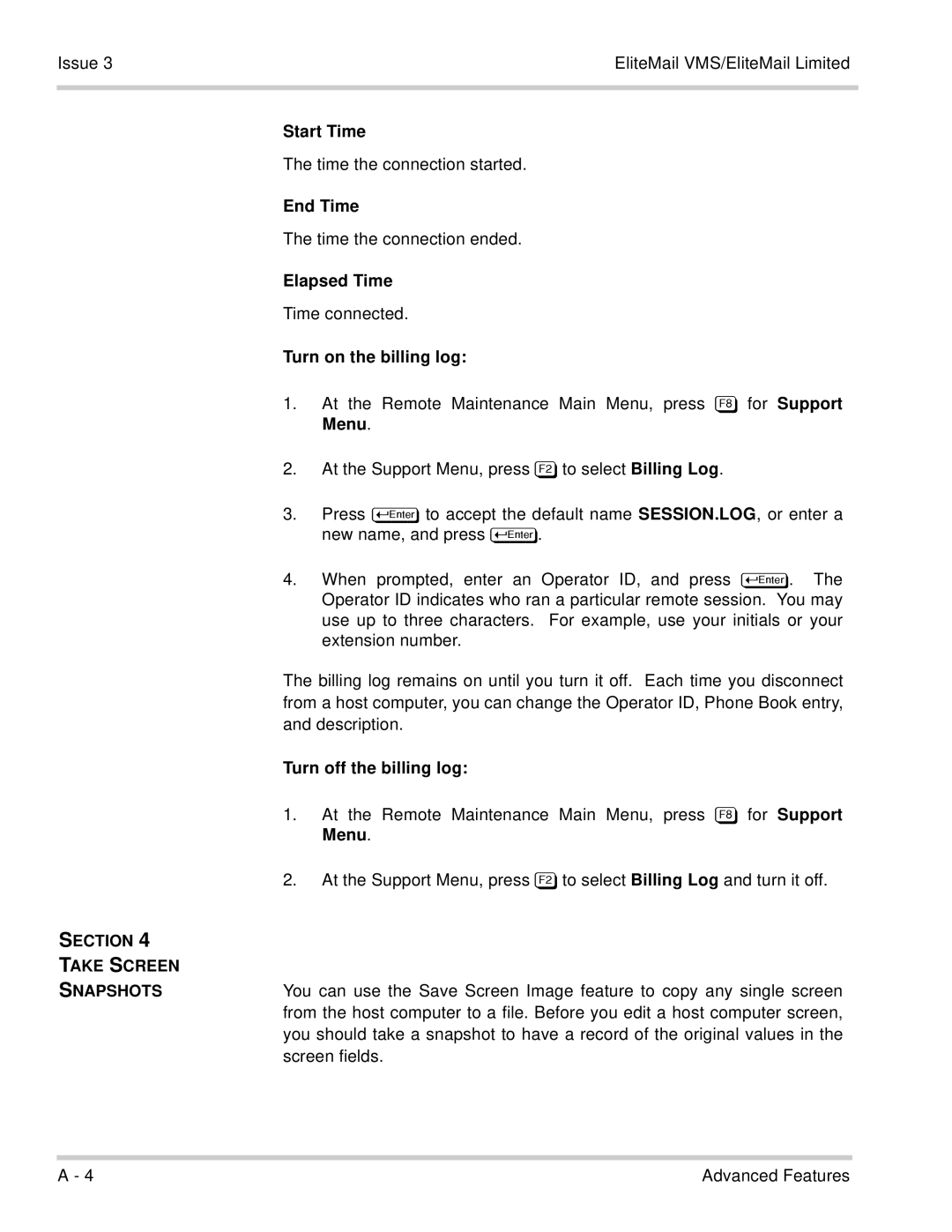 NEC 750370 manual Section Take Screen Snapshots 