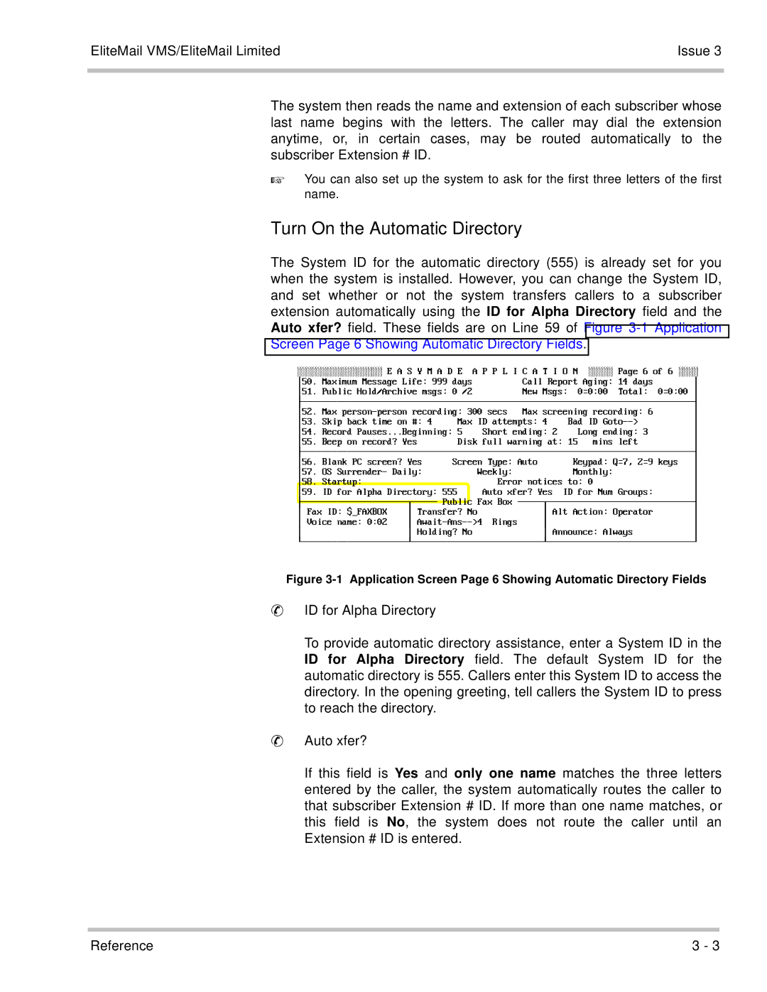 NEC 750370 manual Turn On the Automatic Directory, ID for Alpha Directory 