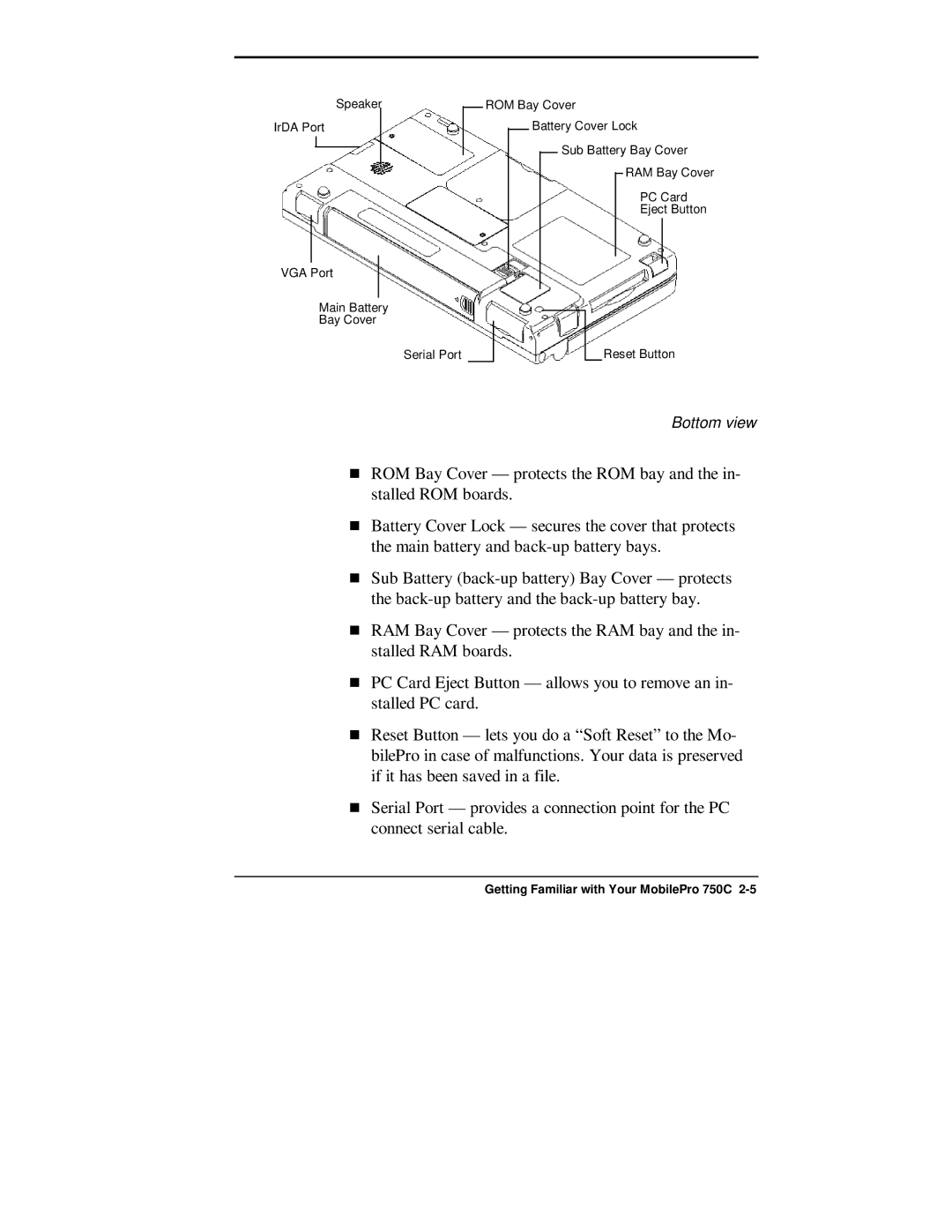 NEC 750C manual Bottom view 