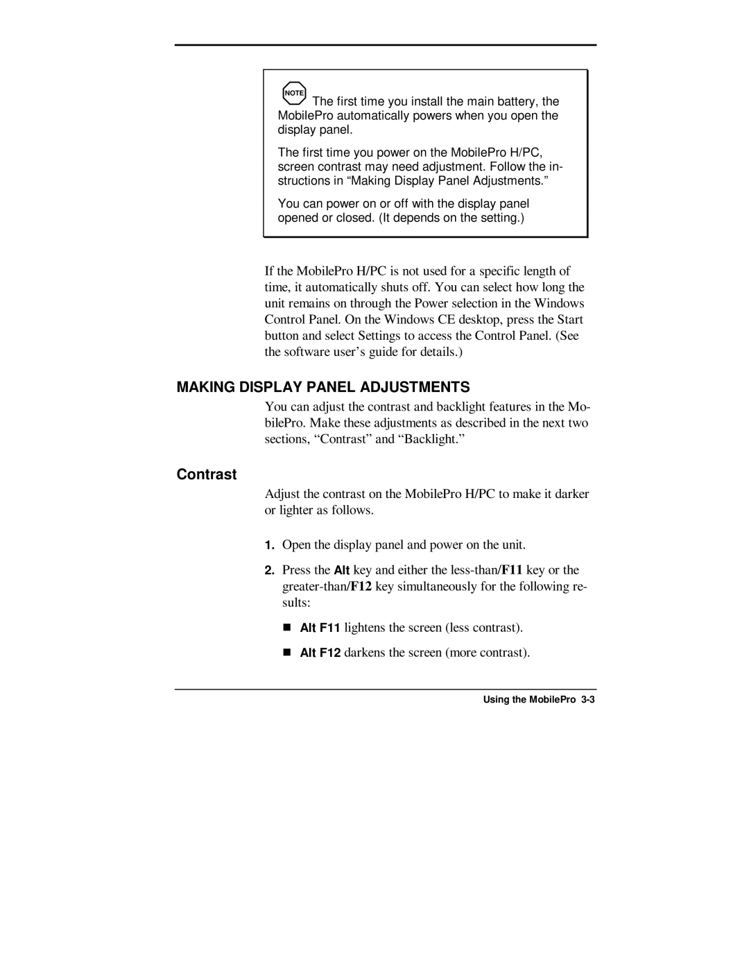 NEC 750C manual Making Display Panel Adjustments, Contrast 