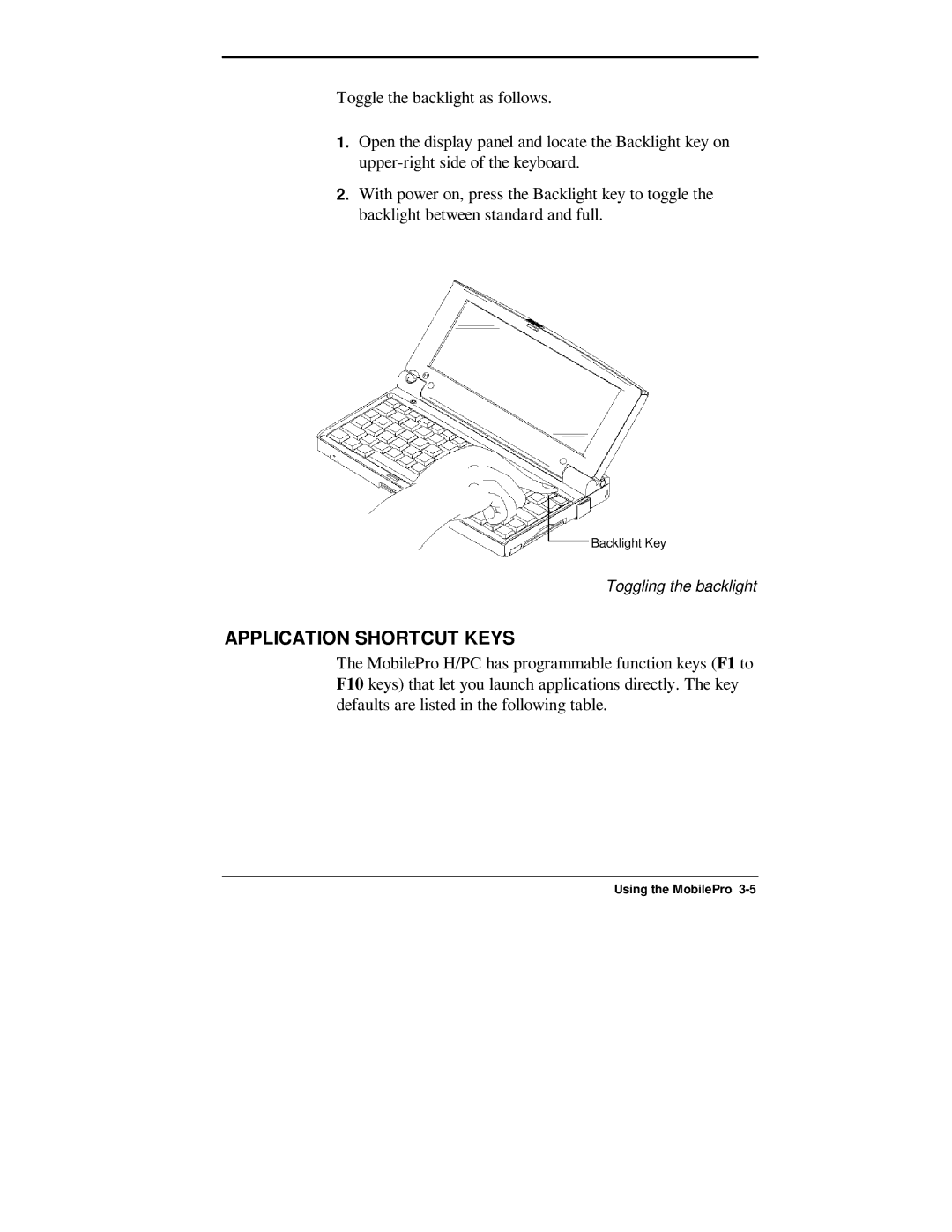 NEC 750C manual Application Shortcut Keys 