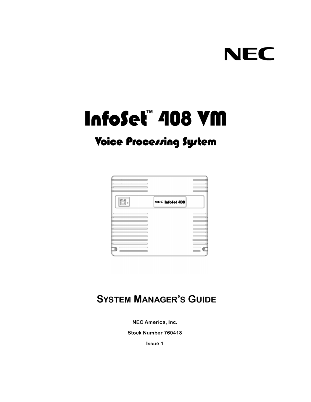 NEC 760417 manual 