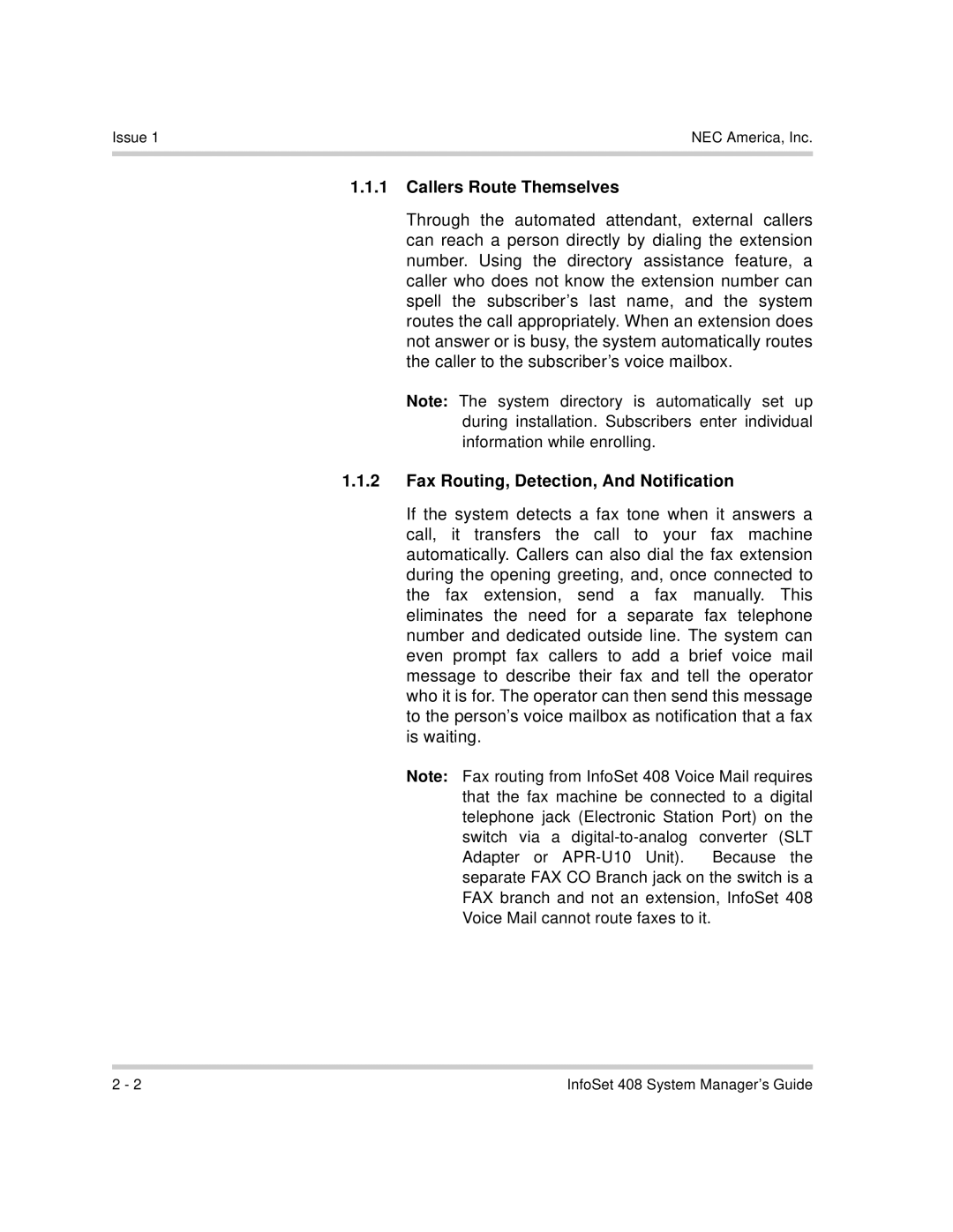 NEC 760417 manual Callers Route Themselves, Fax Routing, Detection, And Notification 