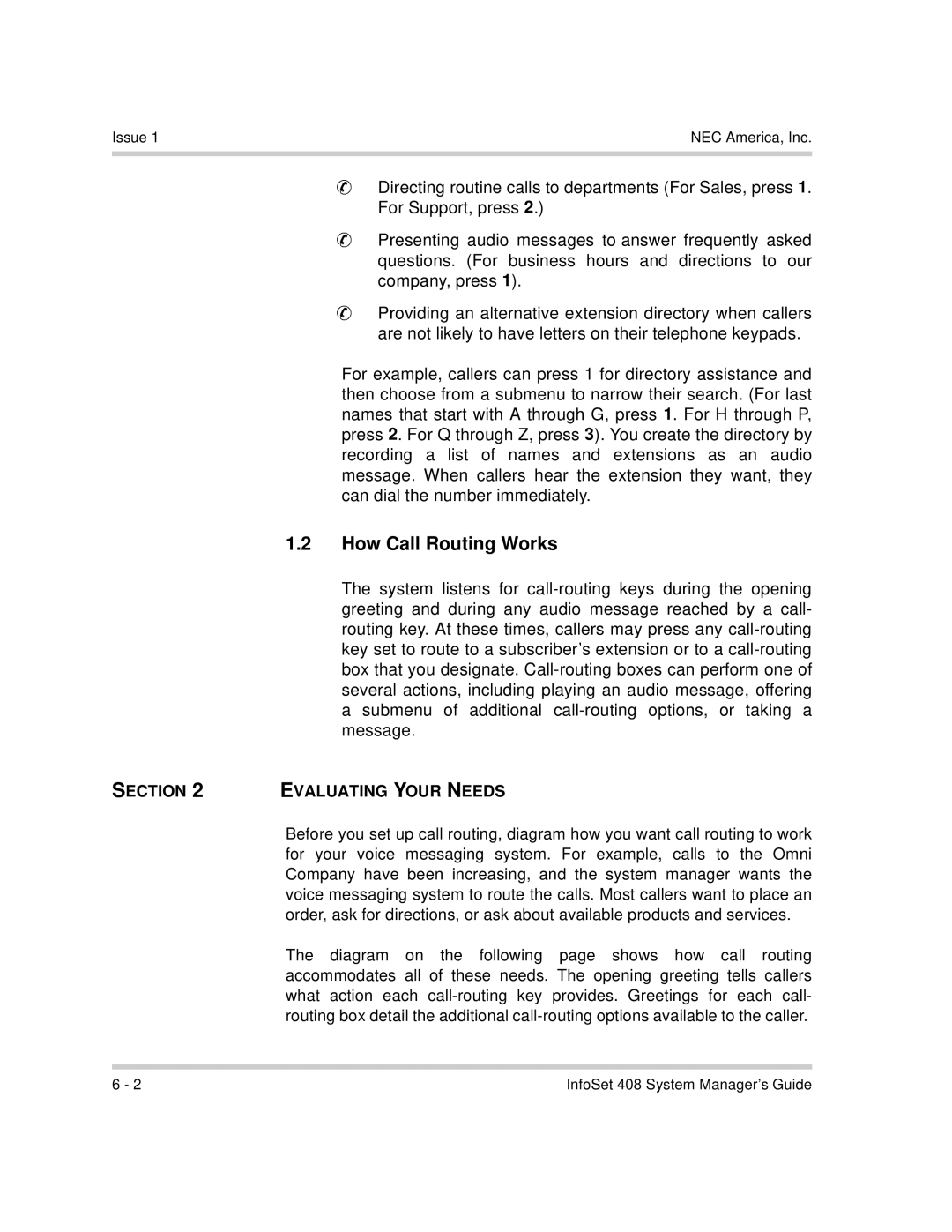 NEC 760417 manual How Call Routing Works, Evaluating Your Needs 