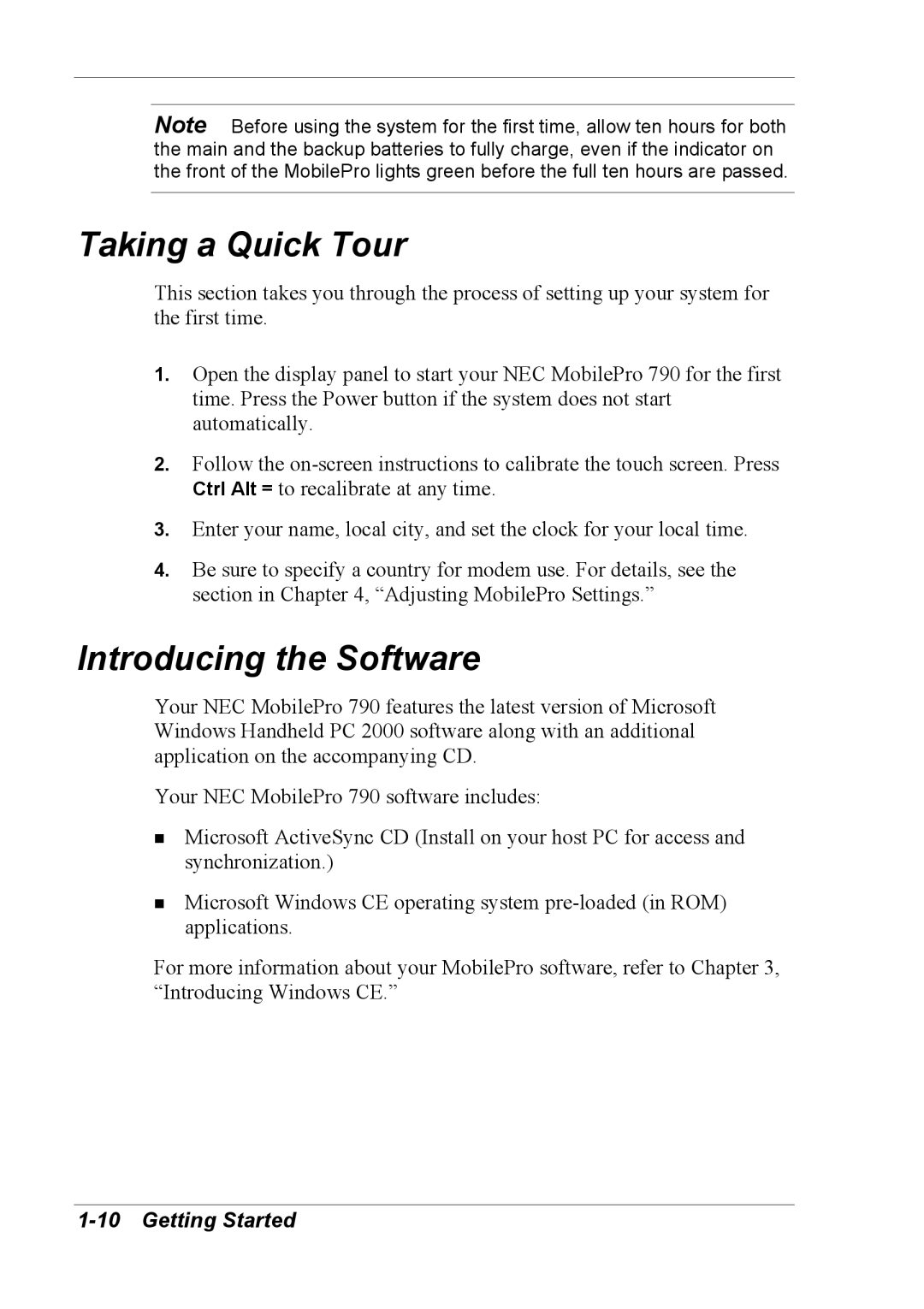 NEC 790 manual Taking a Quick Tour, Introducing the Software 