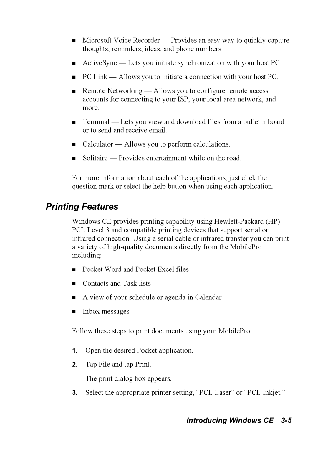 NEC 790 manual Printing Features 