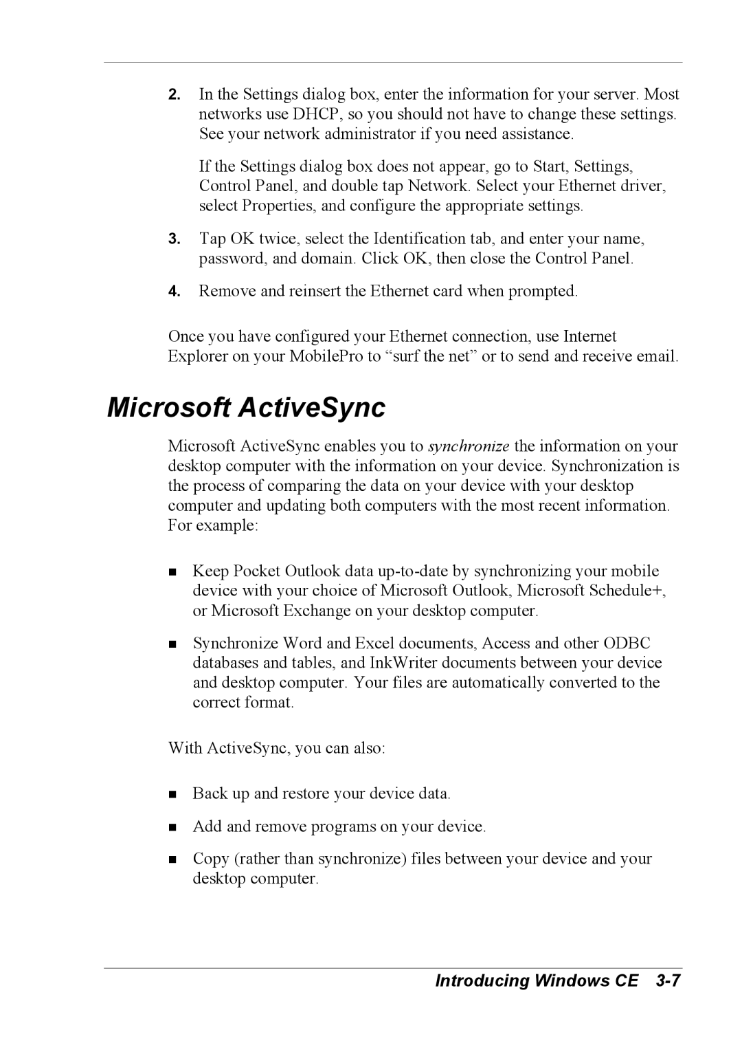 NEC 790 manual Microsoft ActiveSync 