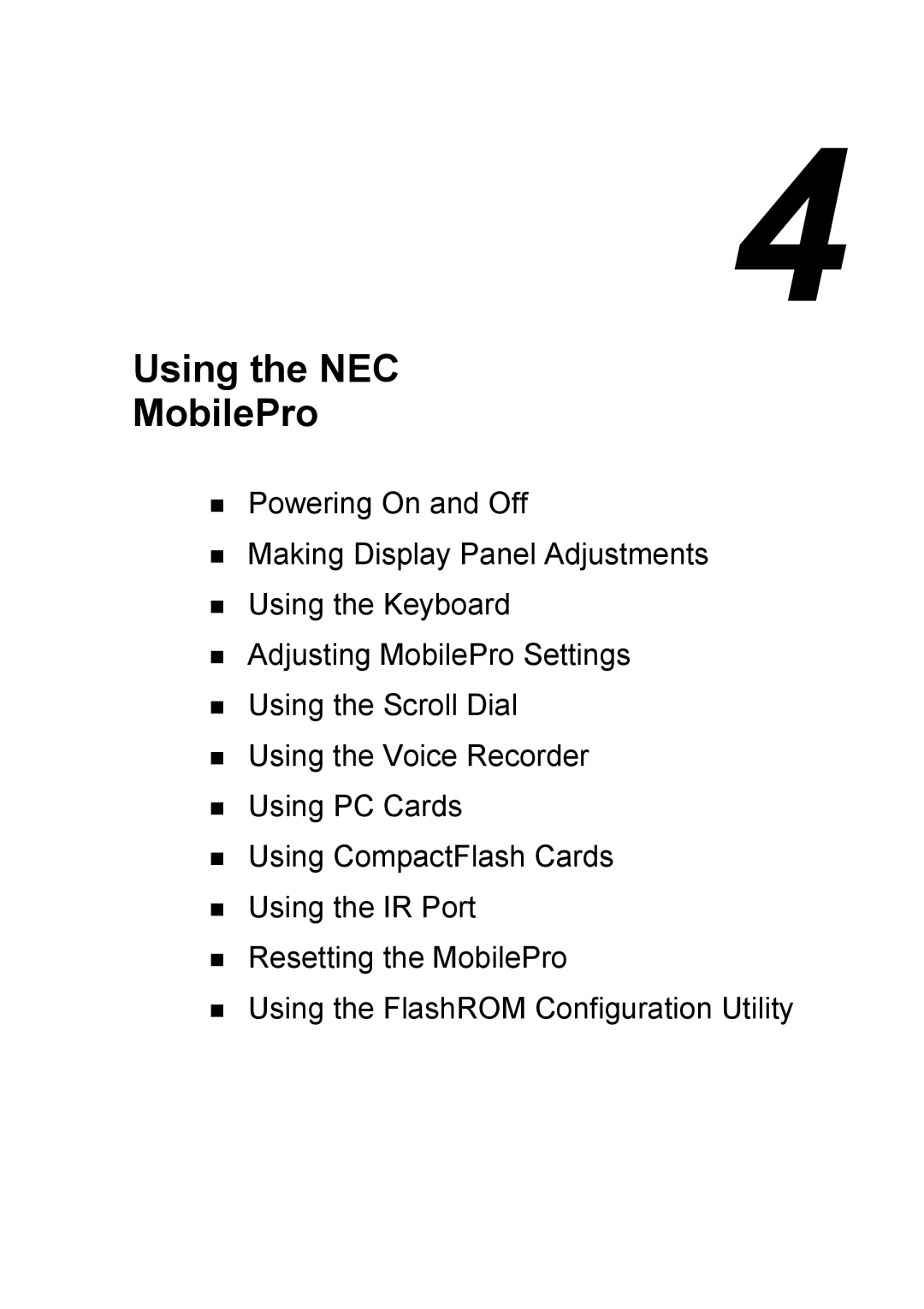 NEC 790 manual Using the NEC MobilePro 