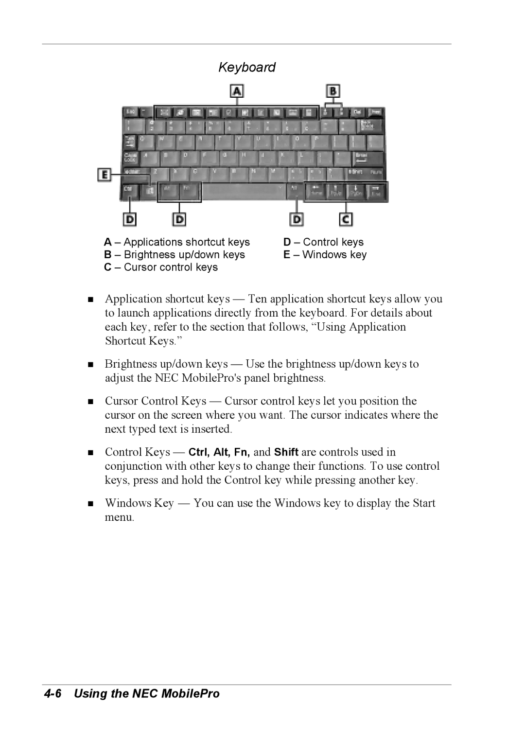 NEC 790 manual Keyboard 