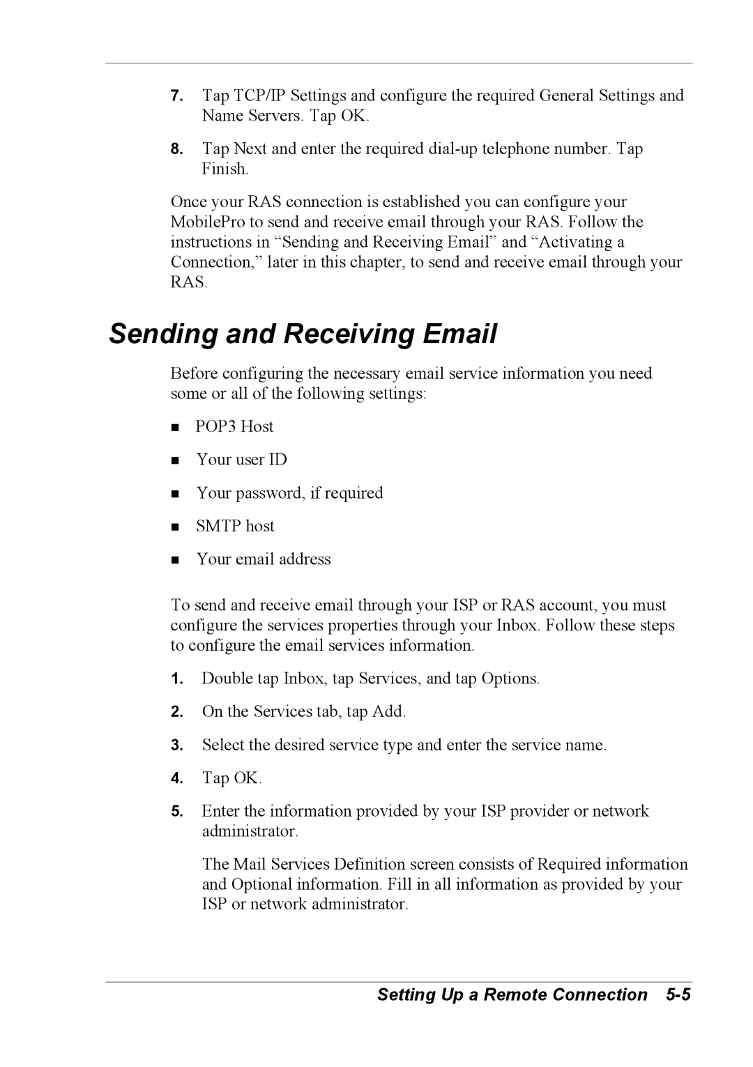 NEC 790 manual Sending and Receiving Email 