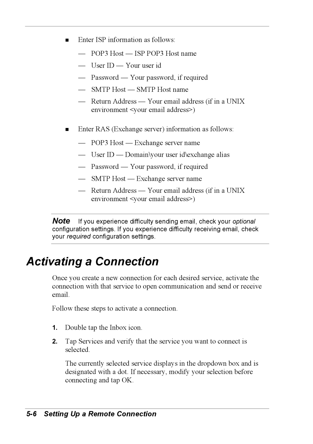 NEC 790 manual Activating a Connection 