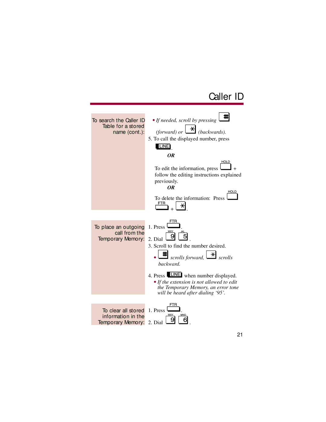 NEC 308, 824 manual To place an outgoing call from the Temporary Memory, To clear all stored, Information Temporary Memory 