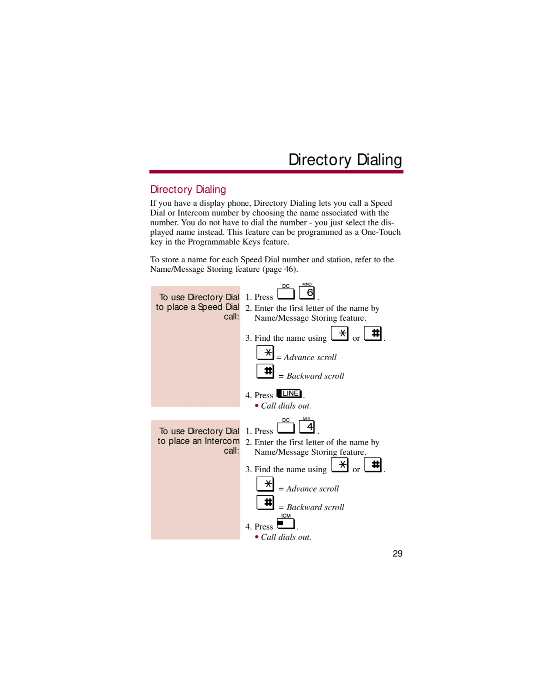 NEC 308, 824 manual Directory Dialing 