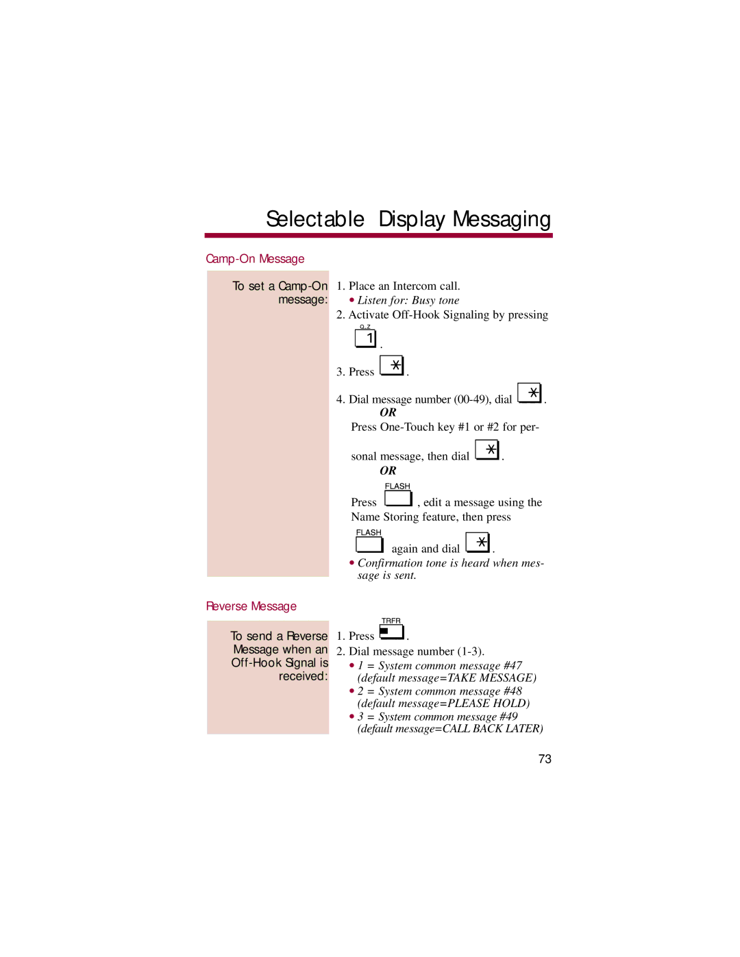 NEC 308, 824 manual Camp-On Message, Reverse Message 