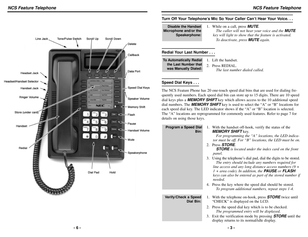NEC 85480QRO02 manual Turn Off Your Telephone’s Mic So Your Caller Can’t Hear Your Voice, Redial Your Last Number 
