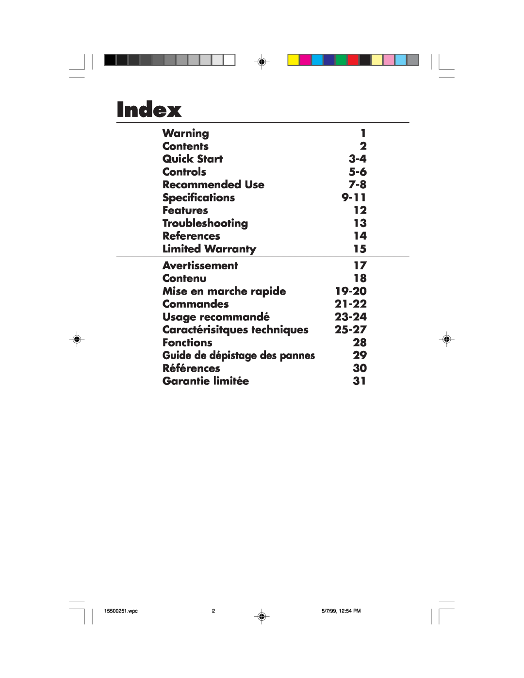 NEC 90, MultiSync 50 user manual Index 