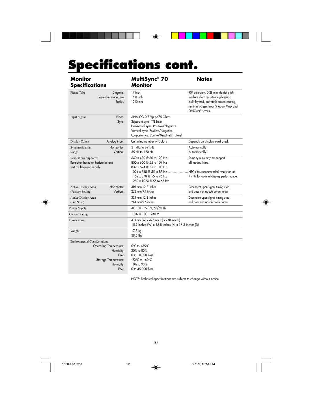 NEC 90, MultiSync 50 user manual Radius 1210 mm 