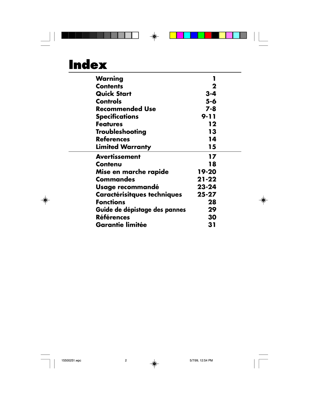 NEC 90, MultiSync 50 user manual Index 