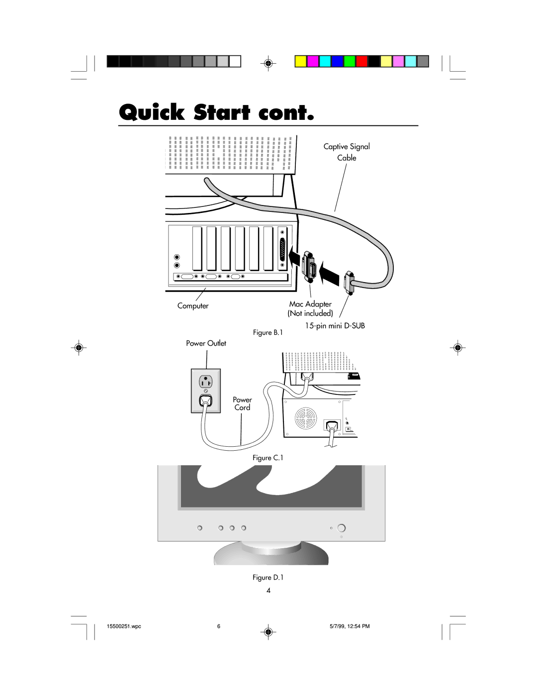 NEC 90, MultiSync 50 user manual Captive Signal Cable Computer 