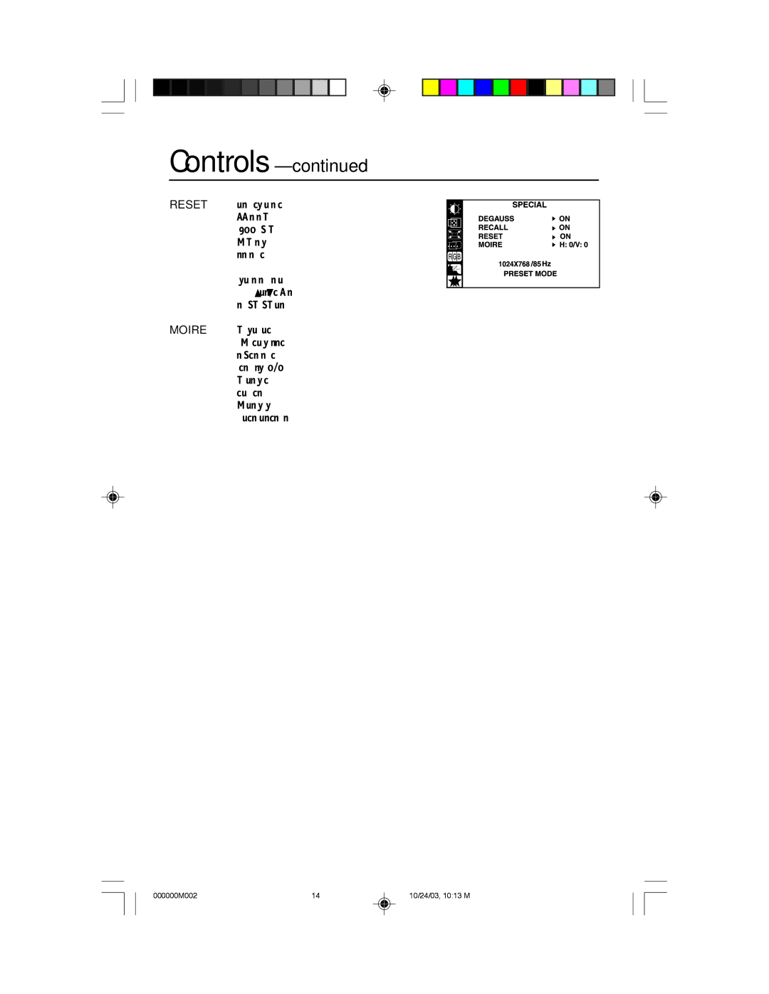 NEC 700, 900, 500 manual Reset 