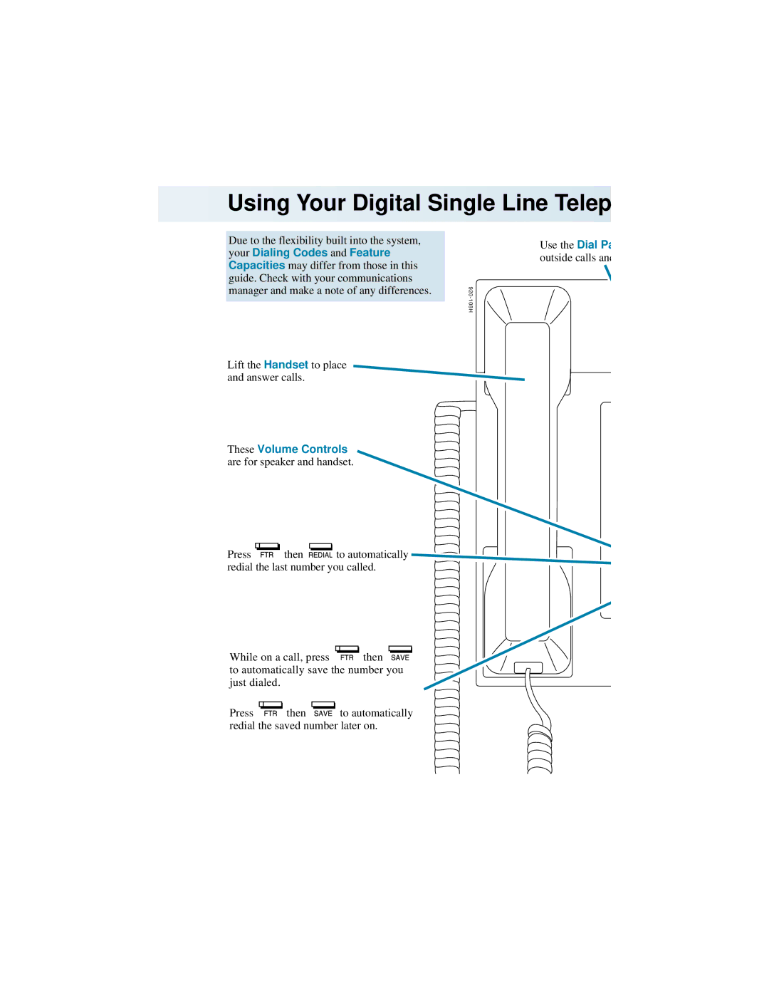 NEC 92600DSL05 manual Using Your Digital Single Line Telep 