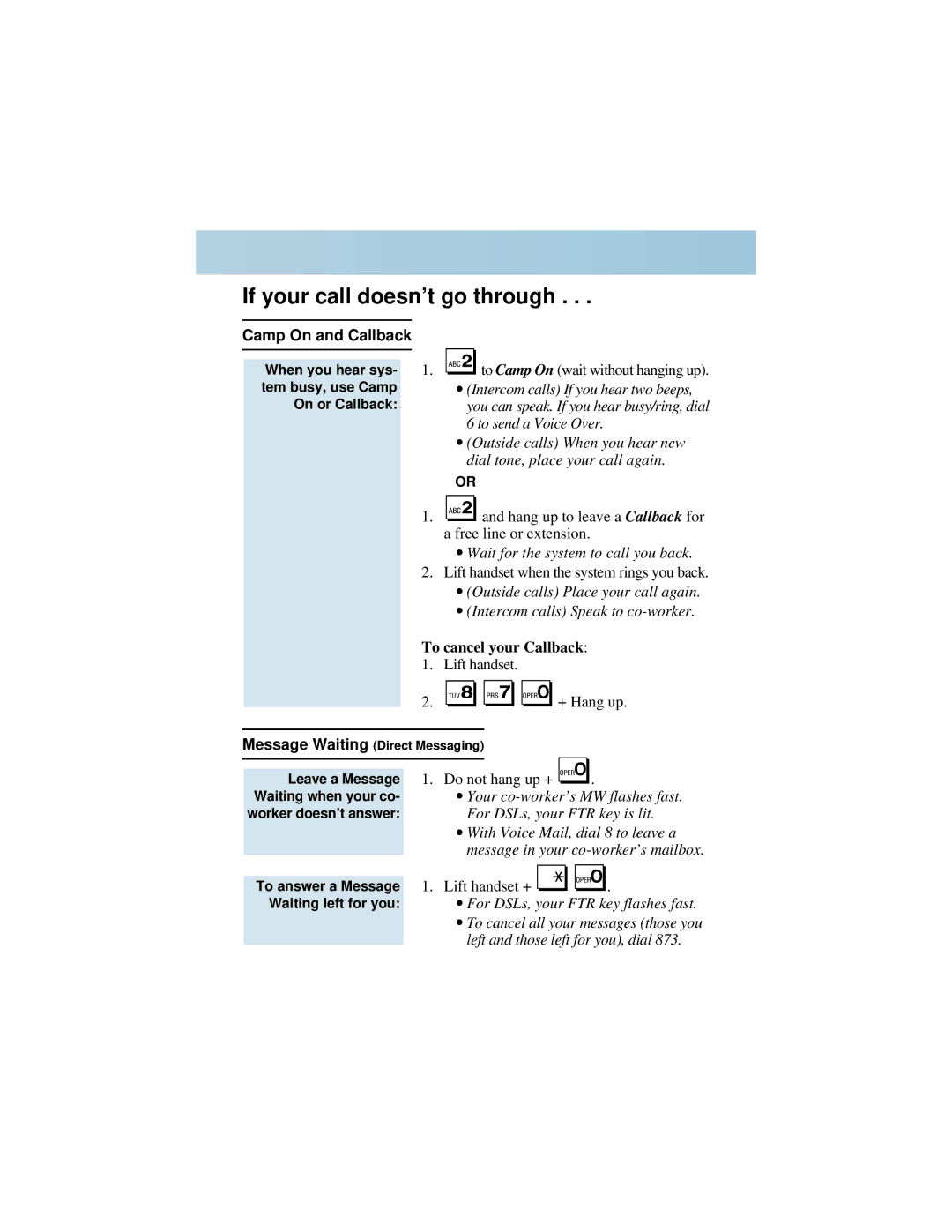 NEC 92600DSL05 manual If your call doesn’t go through, To send a Voice Over 