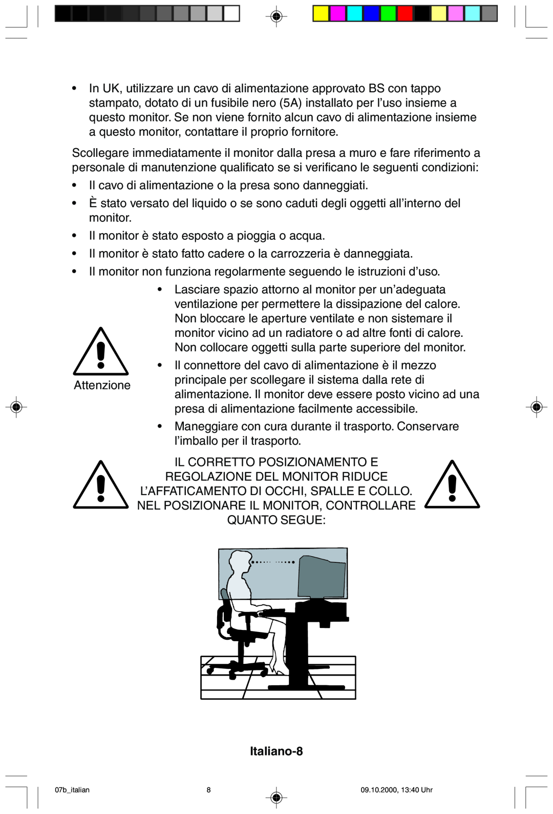 NEC 95F user manual Italiano-8 