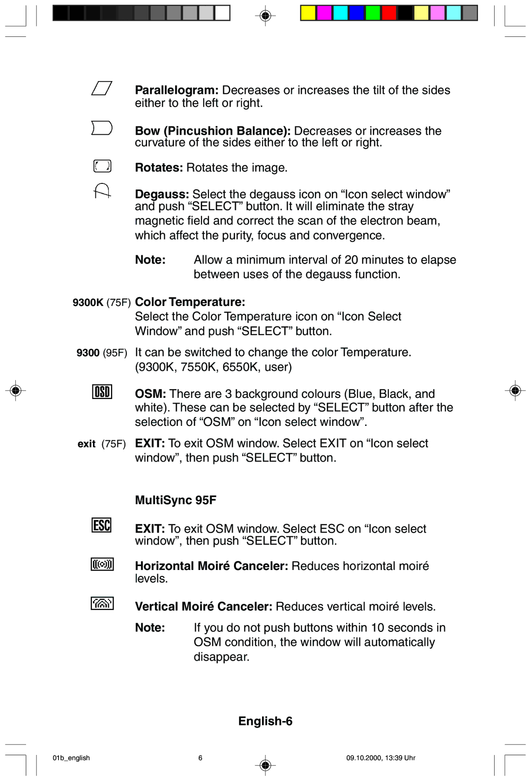 NEC user manual MultiSync 95F 