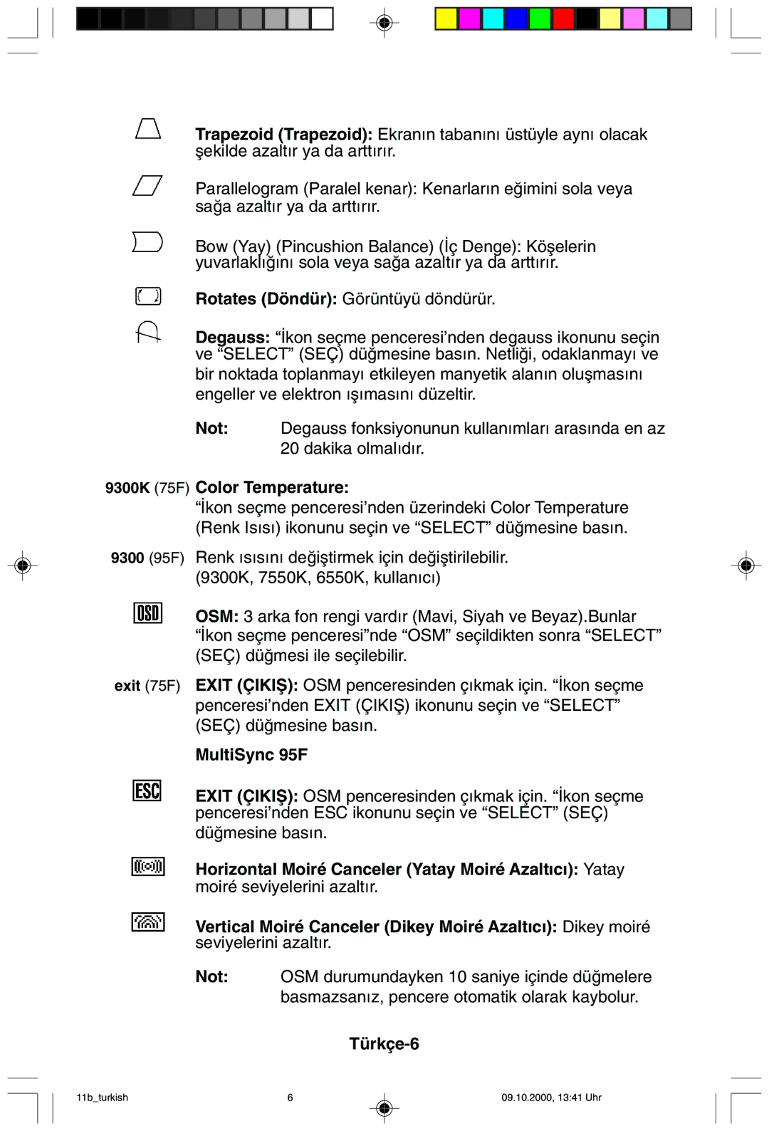 NEC 95F user manual Türkçe-6 