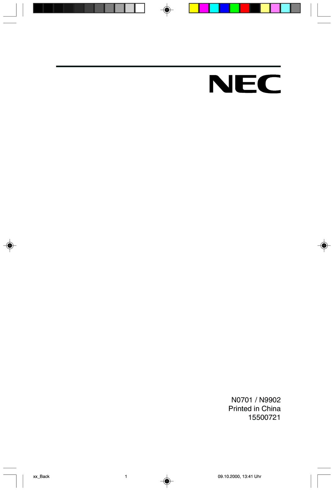 NEC 95F user manual XxBack 09.10.2000, 1341 Uhr 