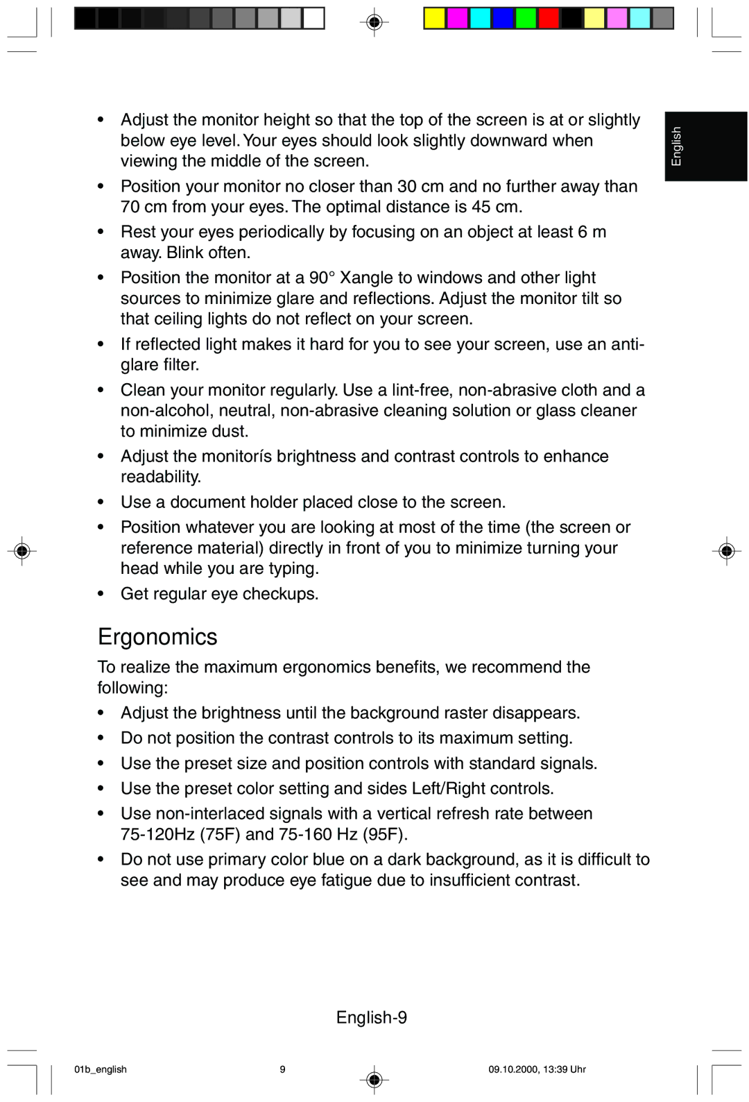 NEC 95F user manual Ergonomics 