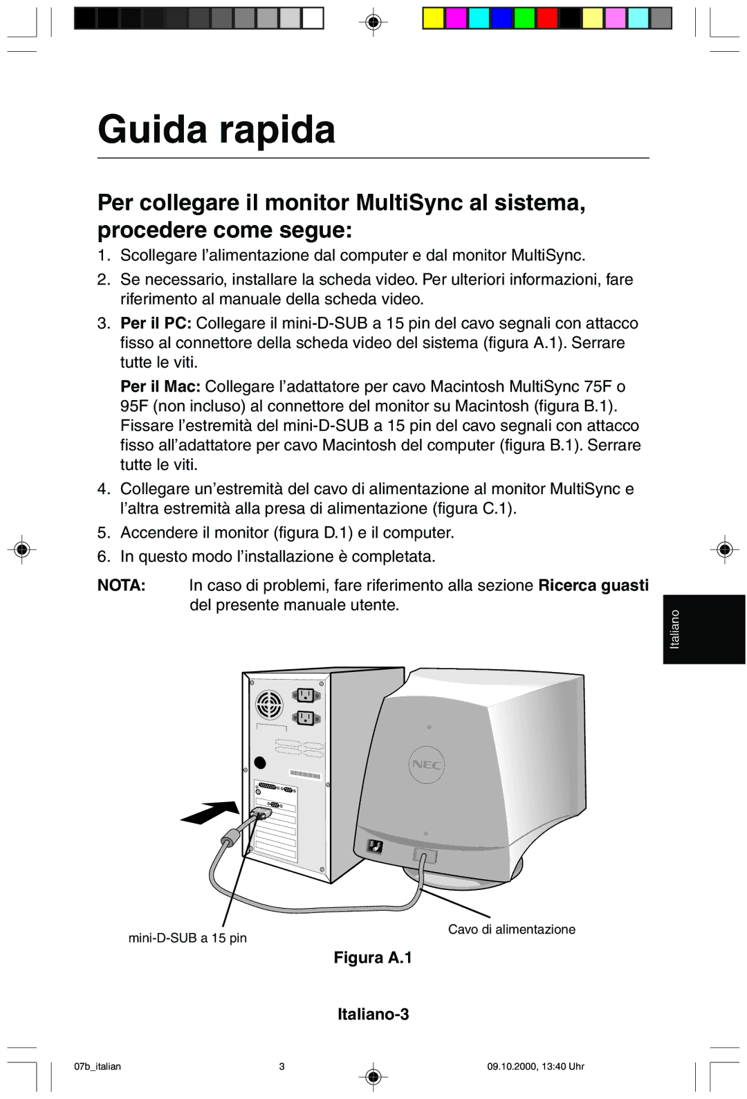 NEC 95F user manual Guida rapida, Del presente manuale utente 