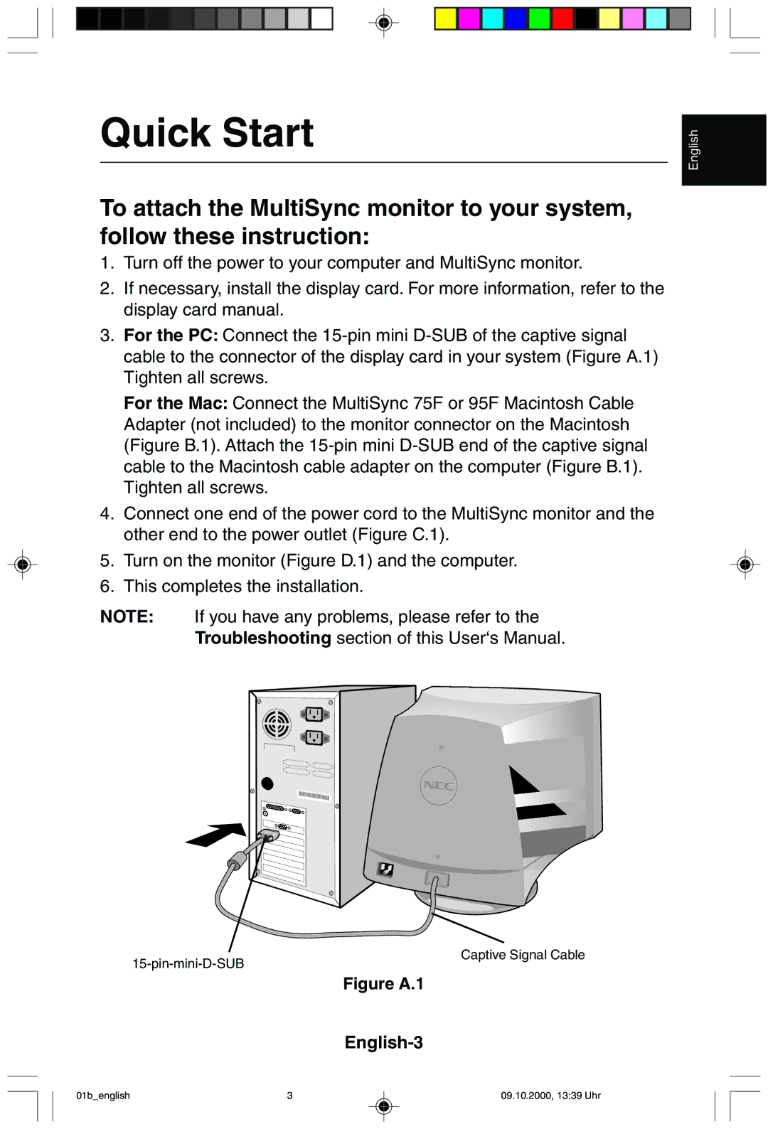 NEC 95F user manual Quick Start, Figure A.1 