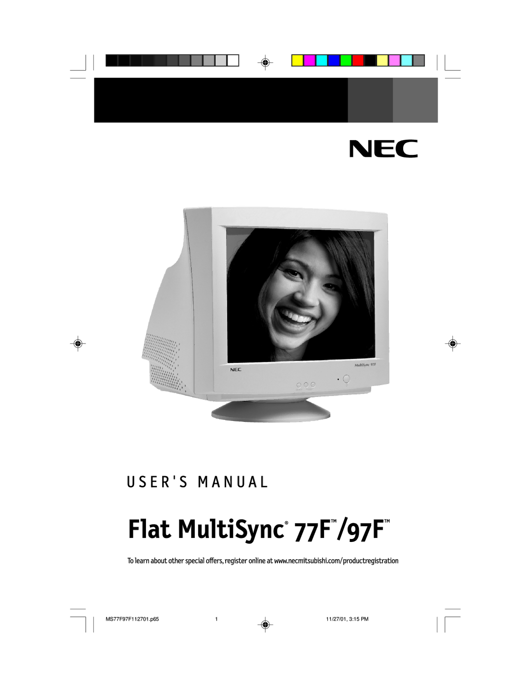 NEC manual Flat MultiSync 77FTM/97FTM 