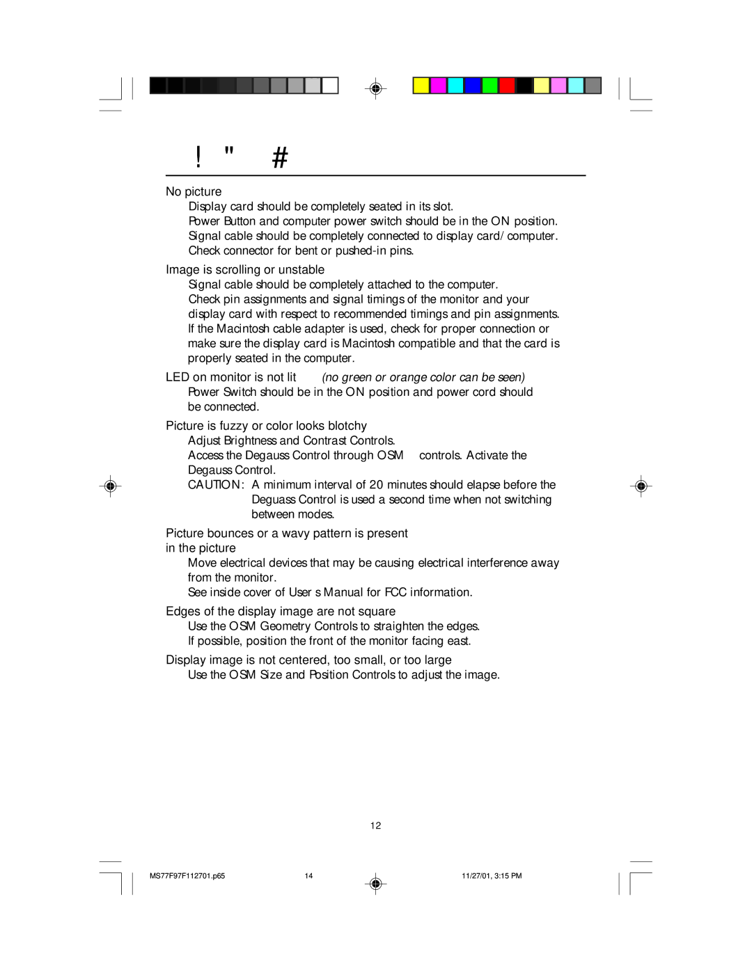 NEC 97F, 77F manual Troubleshooting 