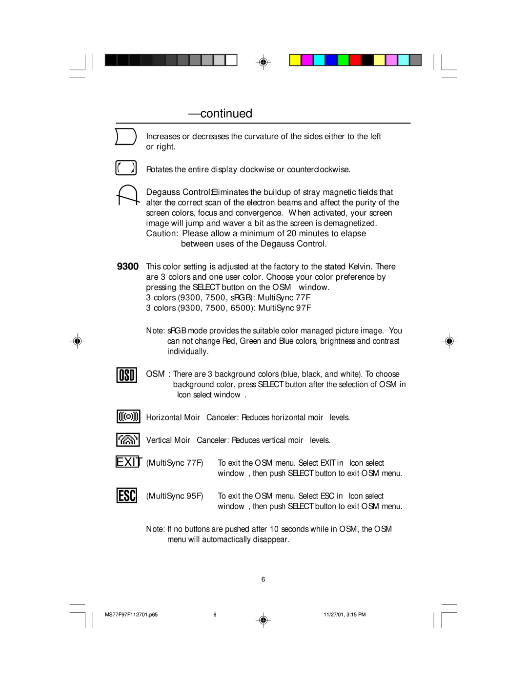 NEC 97F, 77F manual Exit 