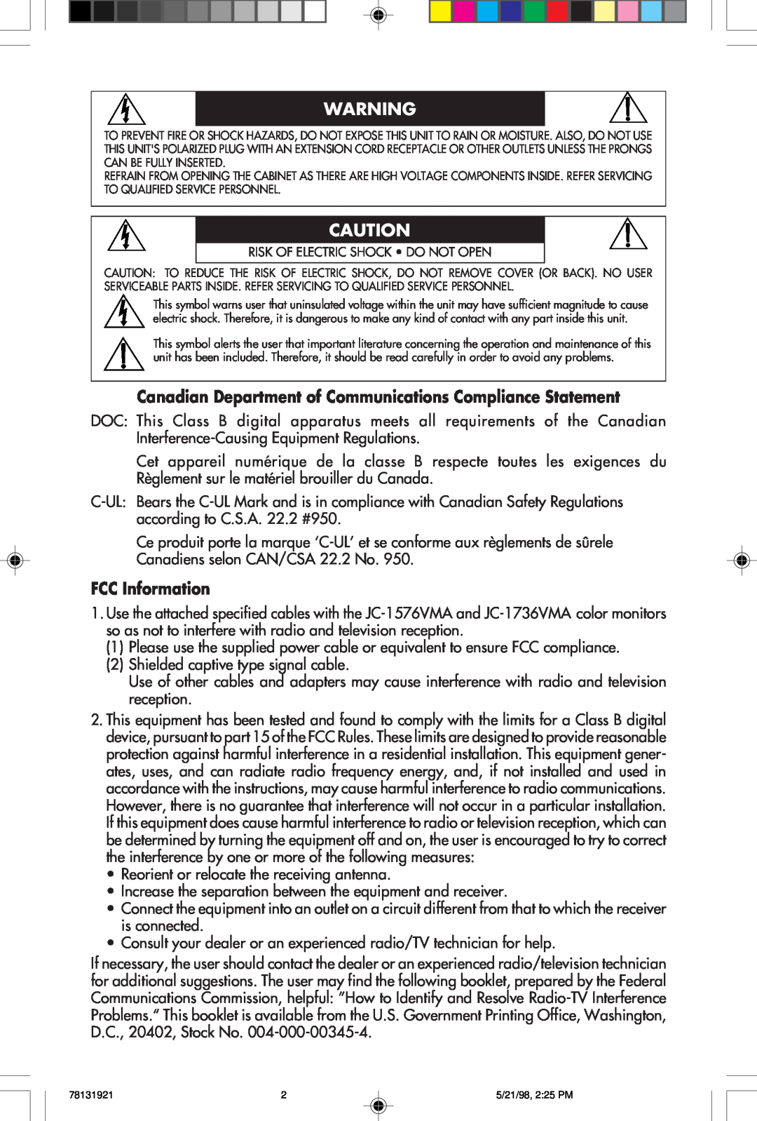 NEC A Series user manual Canadian Department of Communications Compliance Statement, FCC Information 