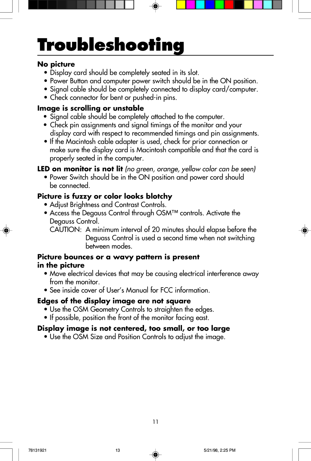 NEC A Series user manual Troubleshooting 