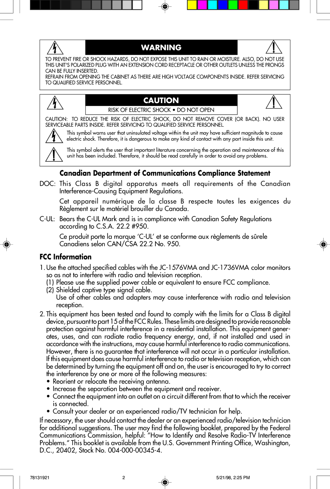 NEC A Series user manual Canadian Department of Communications Compliance Statement, FCC Information 