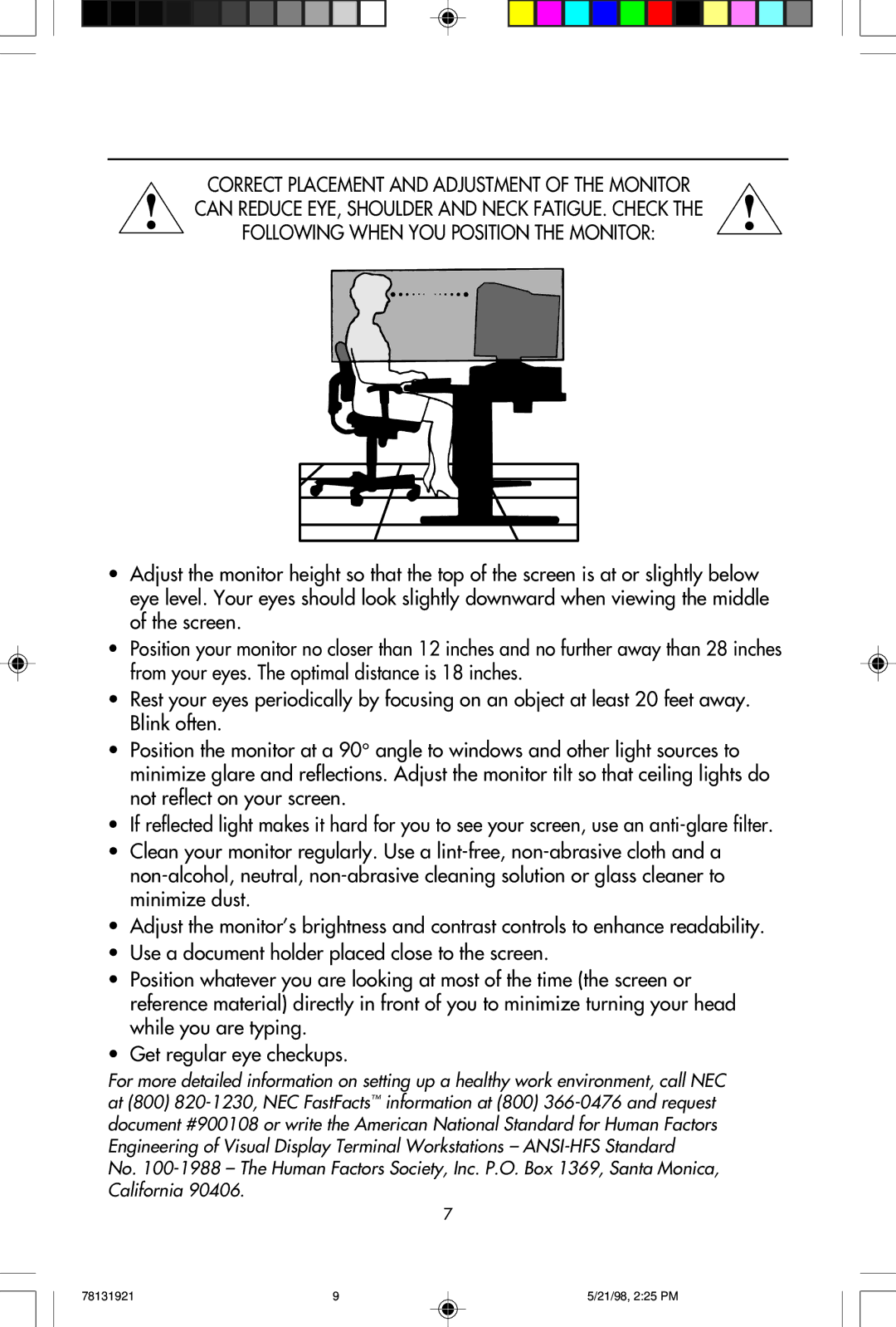 NEC A Series user manual 78131921 21/98, 225 PM 