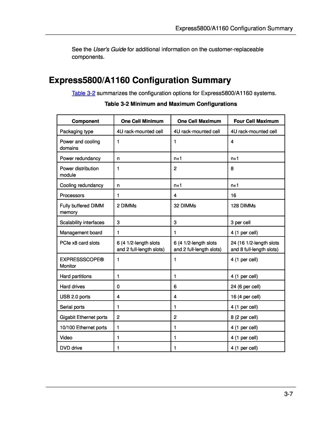NEC manual Express5800/A1160 Configuration Summary, 2Minimum and Maximum Configurations 