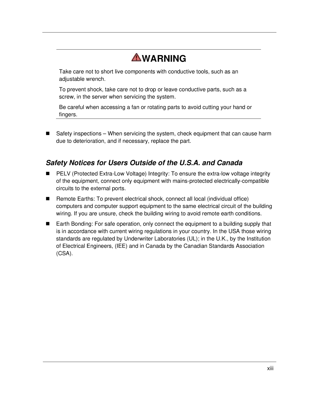 NEC A1160 manual Safety Notices for Users Outside of the U.S.A. and Canada 