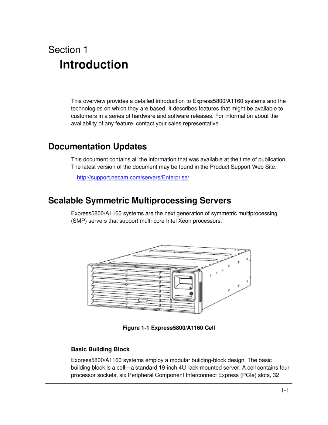 NEC A1160 manual Documentation Updates, Scalable Symmetric Multiprocessing Servers 