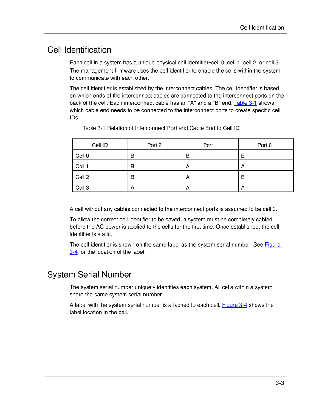 NEC A1160 manual Cell Identification, System Serial Number, Relation of Interconnect Port and Cable End to Cell ID 