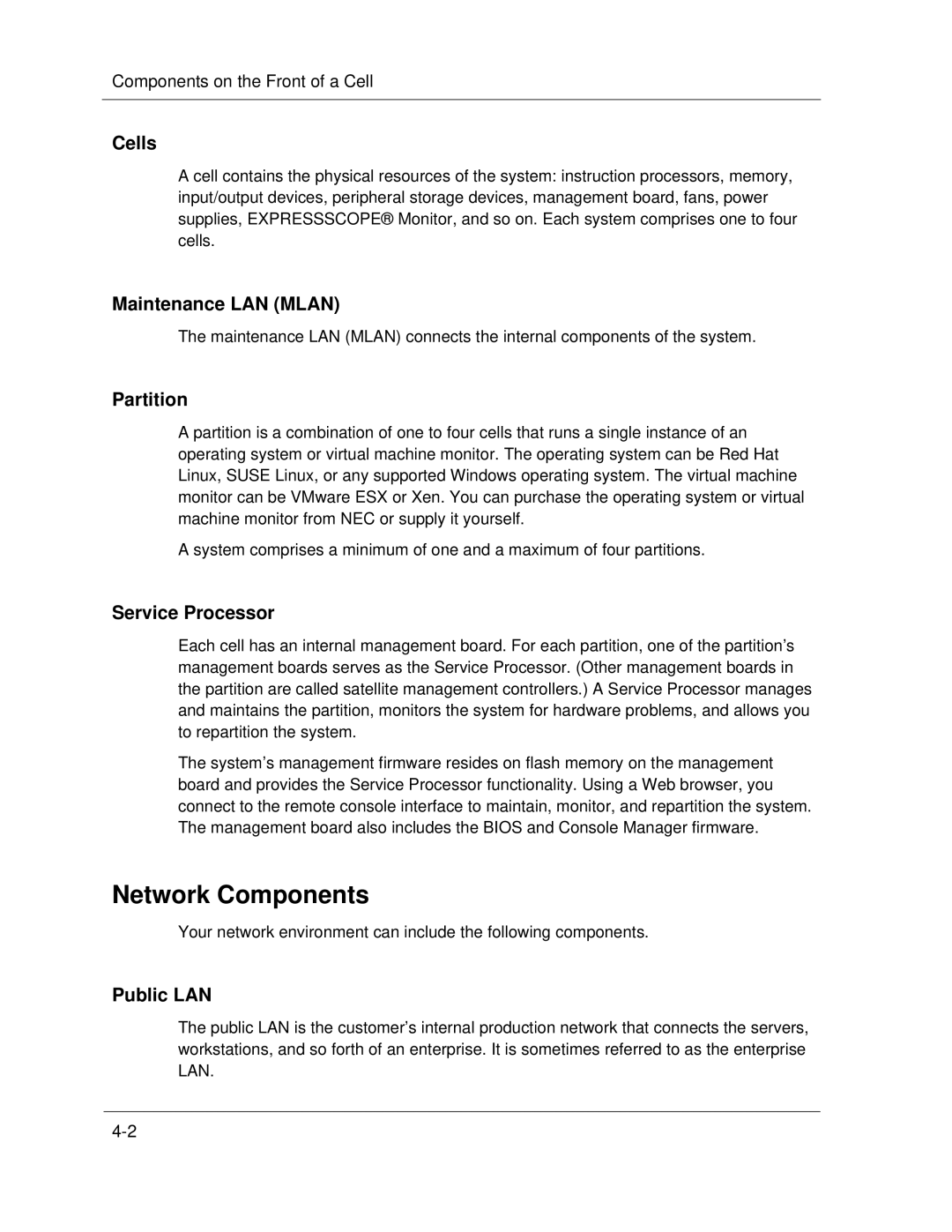 NEC A1160 manual Network Components 