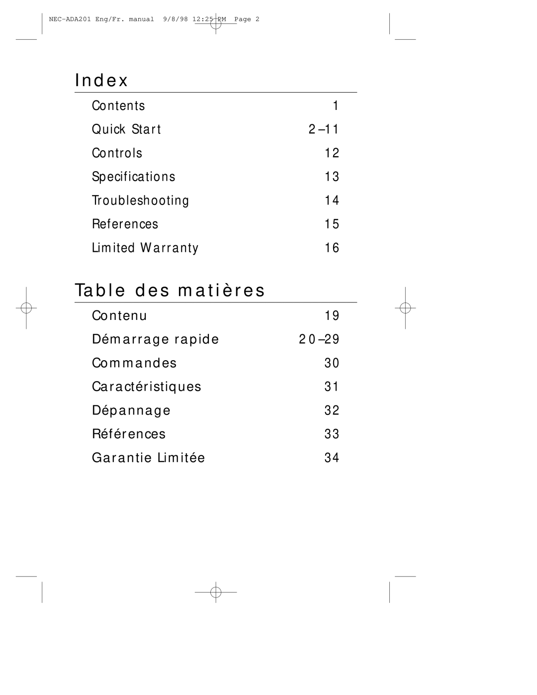 NEC IntelliBase, A3842, IB-AUDIO user manual Index, Table des matières 