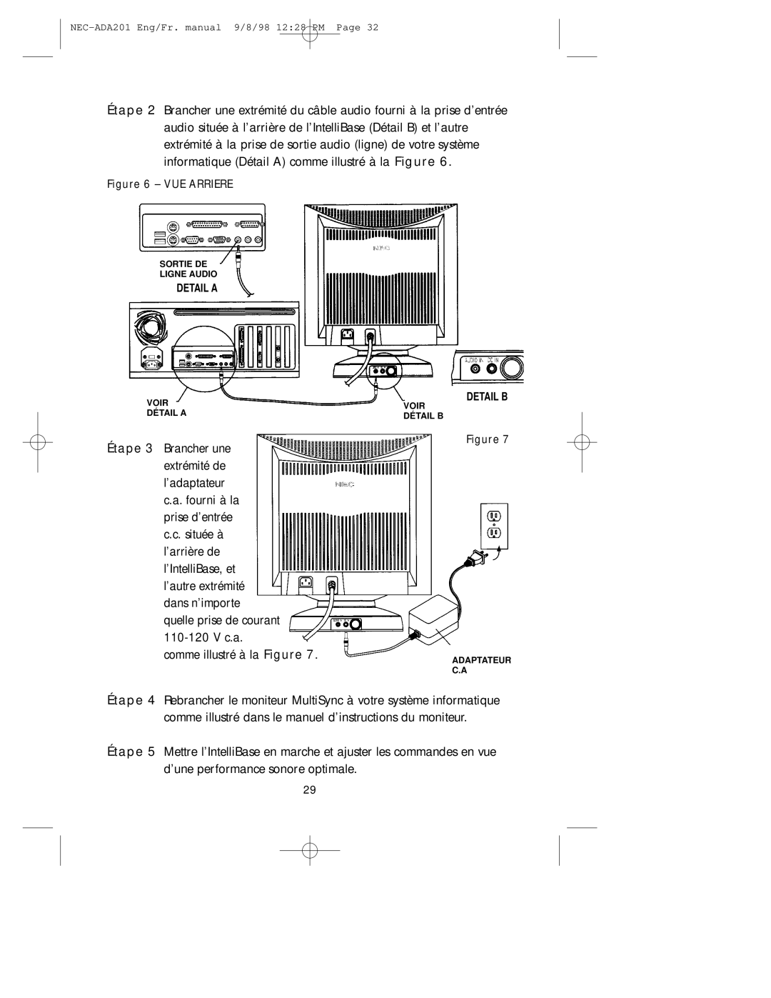 NEC IntelliBase, A3842, IB-AUDIO user manual VUE Arriere 