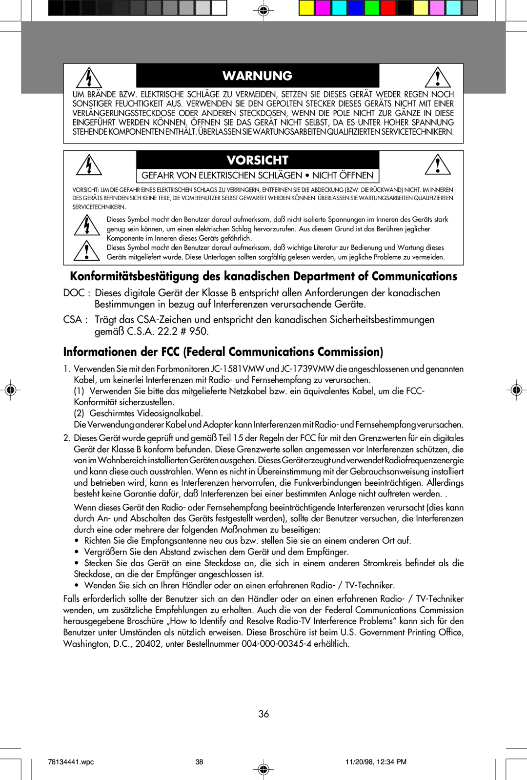 NEC A500+TM, A700+TM user manual Warnung, Informationen der FCC Federal Communications Commission 