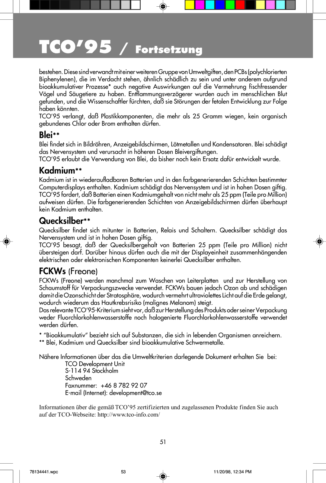 NEC A700+TM, A500+TM user manual TCO’95 / Fortsetzung 